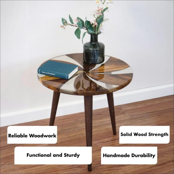 Vergilia Round Walnut Resin Coffee Table – Clear Epoxy Finish - Image 2