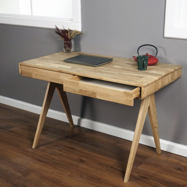 Vergilia Oak Boho Desk with File Drawer – Compact Workspace - Image 12