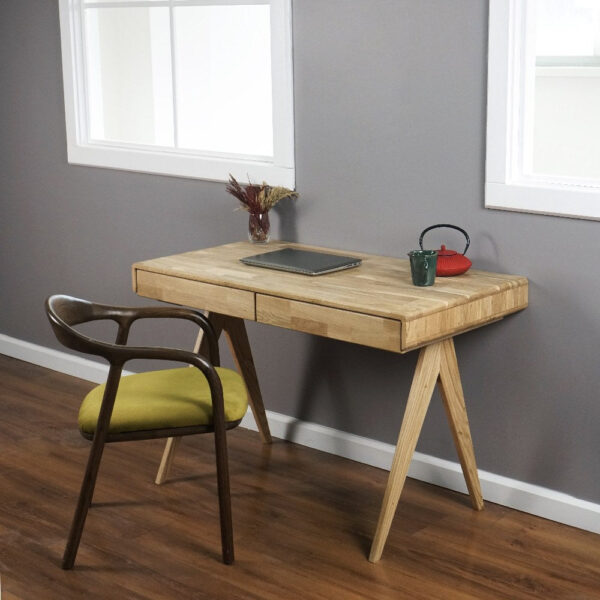 Vergilia Oak Boho Desk with File Drawer – Compact Workspace - Image 6