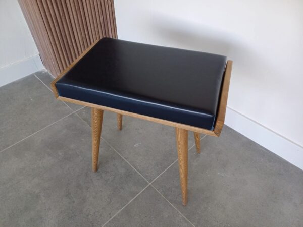 Vergilia Leather Upholstered Piano Stool – Walnut Wood Bench - Image 10