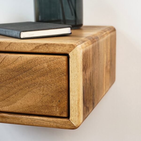 Vergilia Walnut Floating Nightstand – Wall-Mounted with Drawer - Image 10