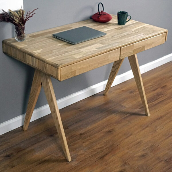 Vergilia Oak Boho Desk with File Drawer – Compact Workspace - Image 9