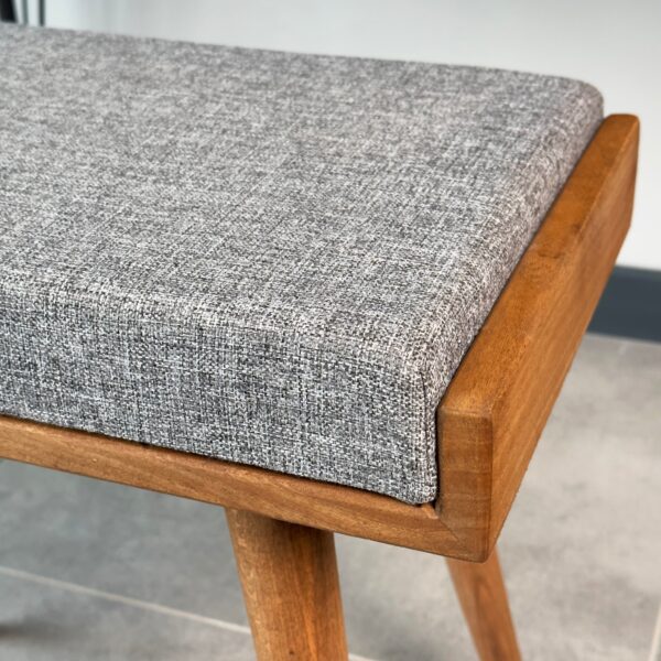 Vergilia Fabric Upholstered Piano Stool – Walnut Wood Bench with Cushion - Image 9