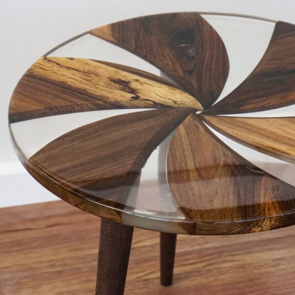 Vergilia Round Walnut Resin Coffee Table – Clear Epoxy Finish - Image 11