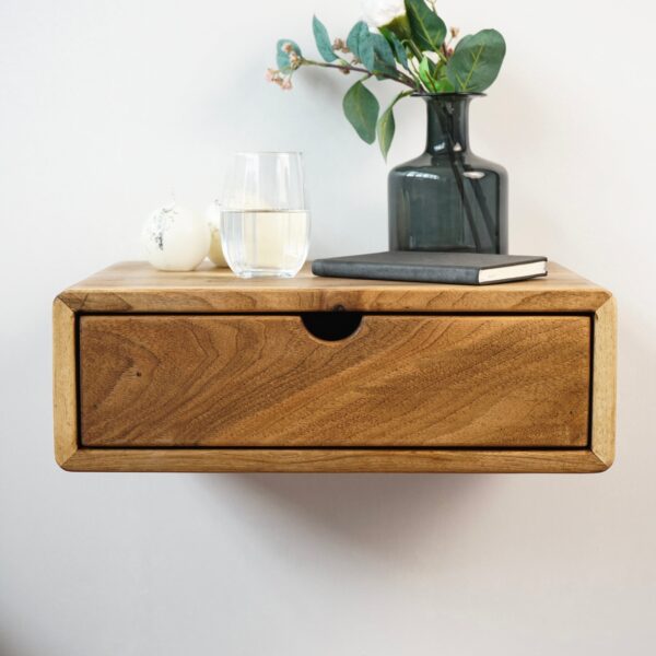Vergilia Walnut Floating Nightstand – Wall-Mounted with Drawer - Image 7