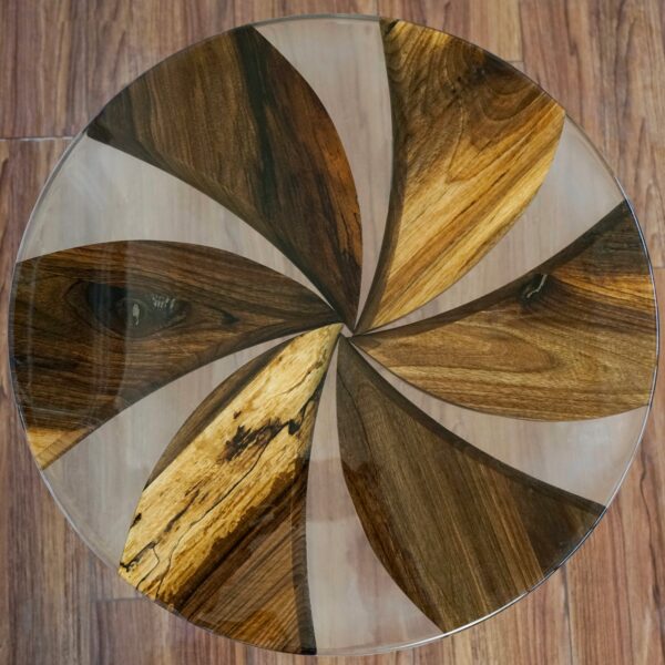 Vergilia Round Walnut Resin Coffee Table – Clear Epoxy Finish - Image 10