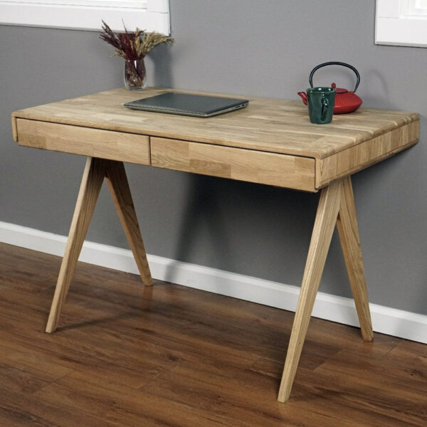 Vergilia Oak Boho Desk with File Drawer – Compact Workspace - Image 7