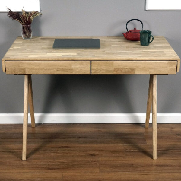 Vergilia Oak Boho Desk with File Drawer – Compact Workspace - Image 2