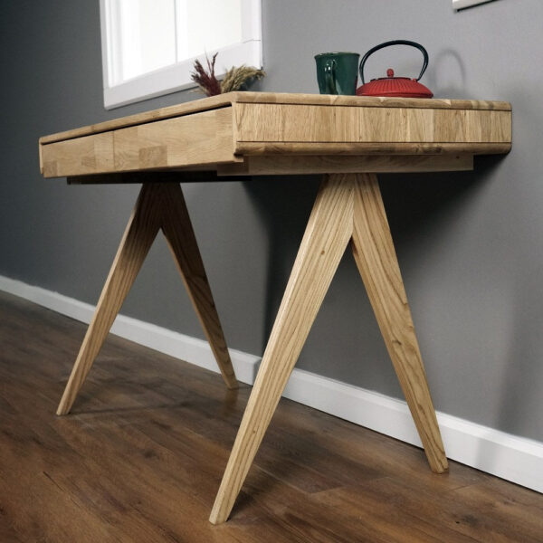 Vergilia Oak Boho Desk with File Drawer – Compact Workspace - Image 10