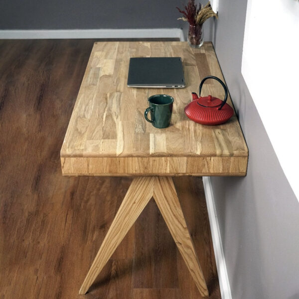 Vergilia Oak Boho Desk with File Drawer – Compact Workspace - Image 11