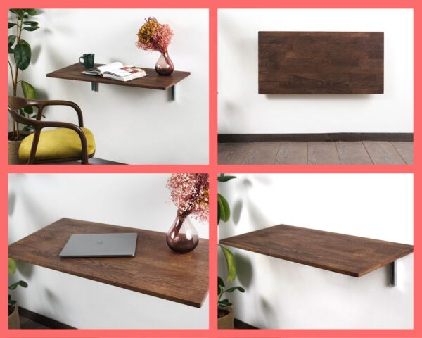 Vergilia Wall-Mounted Folding Desk – Floating Wooden Table - Image 14