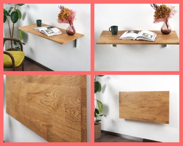 Vergilia Wall-Mounted Folding Desk – Floating Wooden Table - Image 16