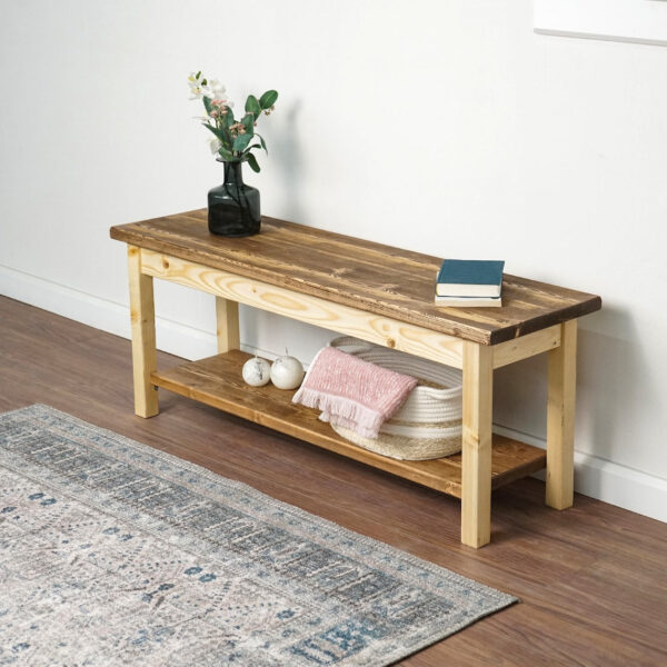 Vergilia Entryway Bench with Shelf – Shoe Rack & Storage Solution - Image 8