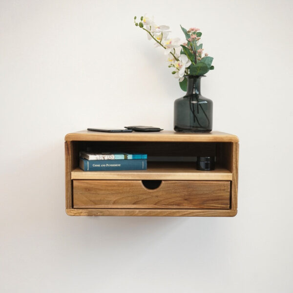 Vergilia Floating Walnut Nightstand – Wall-Mounted with Drawer - Image 8