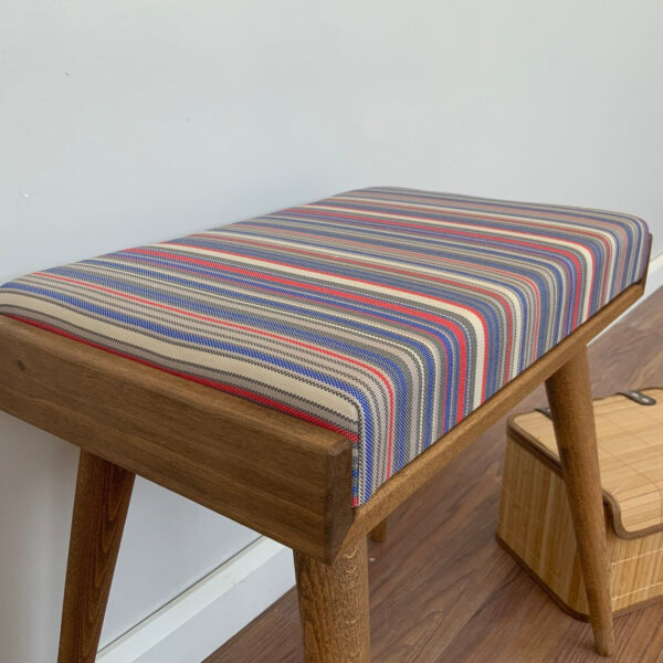 Vergilia Fabric Upholstered Piano Stool – Walnut Wood Bench with Cushion - Image 18