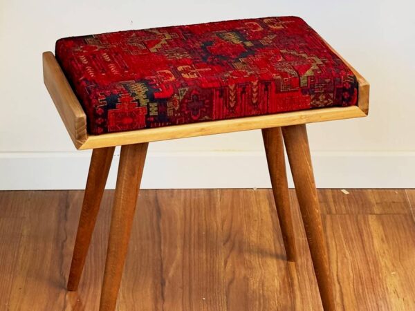 Vergilia Fabric Upholstered Piano Stool – Walnut Wood Bench with Cushion - Image 20